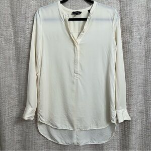 Theory 100% Silk Long Sleeve Top Tunic Ivory Cream Size P US Size 0 Work Attire